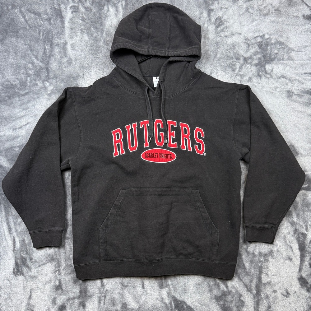 Campus Drive Rutgers Hoodie Mens Medium Black Scarlet Knights Collegiate Graphic